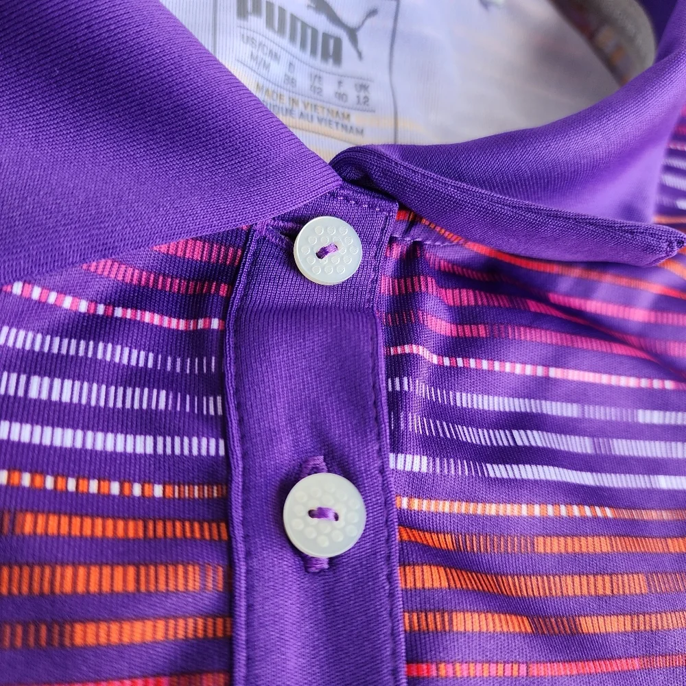 Puma Golf Sleeveless Polo Shirt Purple Striped Athletic DryCELL Top Womens Sz M - Picture 12 of 14